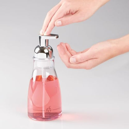 iDesign Refillable Foaming Dispenser for Kitchen or Bathroom Vanity-Set of 2-Clear/Chrome soap Pump - color: Clear/Chrome, style: Pack of 2