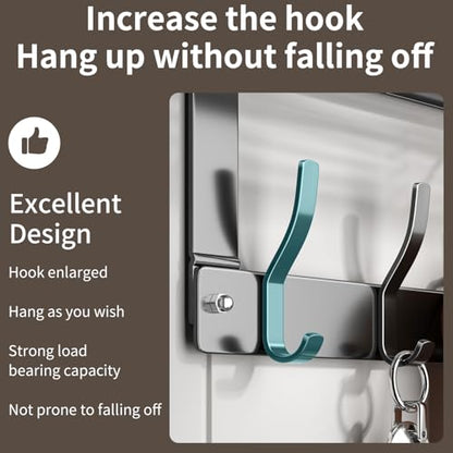 Over The Door Hooks Organizer, Coat Rack Over The Door Storage Hanger Towel Rack with Mesh Baskets and 10 Hooks, Back of Door Storage Organizer for Bathroom, Bedroom, Kitchen, Office (Grey)