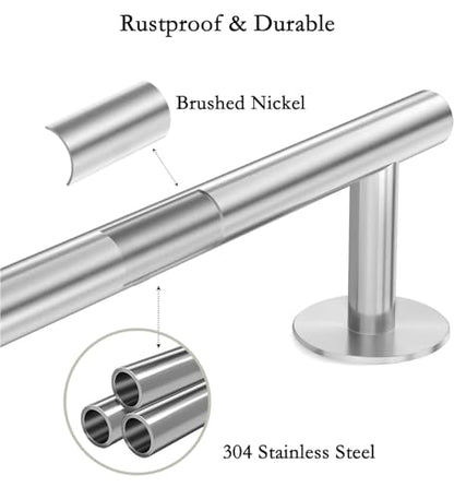Self Adhesive Towel Bar,16" Brushed Nickel No Drill Bathroom,304SS Towel Rack - color: Brushed Nickel, size: 15.7 Inch