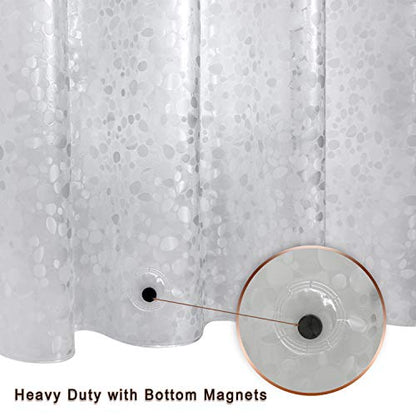 Bostofy Waterproof Shower Curtain Liner 8G EVA Thick Shower Curtain with Heavy Duty 3 Bottom Magnets, Shower Liner for Shower Stall, Bathtubs, 3D Pebble Pattern, 72 x 72,12 Hooks - color: Clear Stone, size: 72"W x 72"L (Pack of 1)