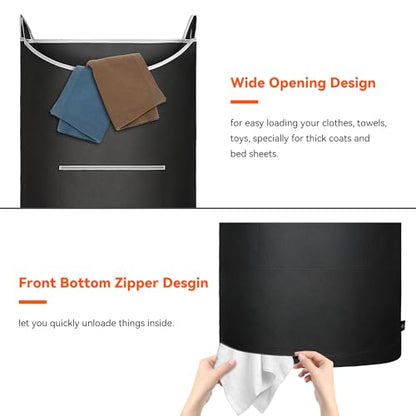 XL Hanging Laundry Hamper, 2PC-Black, Over Door/Wall Mount, Large Capacity, Modern Design, Durable, Waterproof - color: Black, size: 2PC-XL