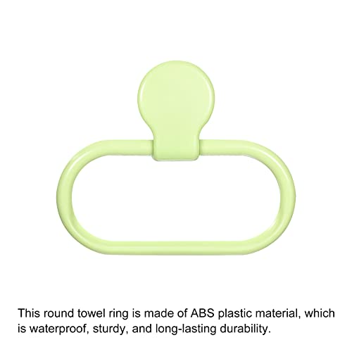 HARFINGTON Wall Mounted Oval Towel Ring ABS Hanging Holder Self-Adhesive for Bathroom Kitchen Accessories, Green - color: Green