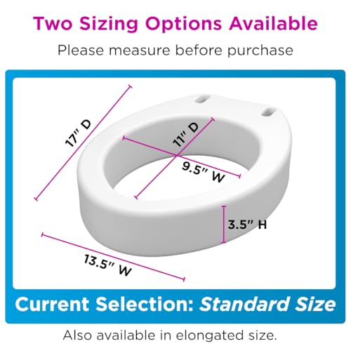 NOVA Raised Toilet Seat for Seniors & Post-Surgery Recovery – Standard Bolt-On Under-Seat Design Uses Existing Toilet Seat & Lid, 3.5” Elevation, 300 lb Capacity, Durable Plastic, Easy Install - style: Standard No Hinges