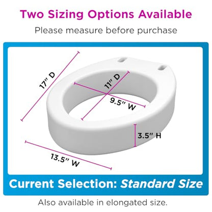 NOVA Raised Toilet Seat for Seniors & Post-Surgery Recovery – Standard Bolt-On Under-Seat Design Uses Existing Toilet Seat & Lid, 3.5” Elevation, 300 lb Capacity, Durable Plastic, Easy Install - style: Standard No Hinges