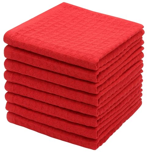 Washcloths Cotton Dish Cloths, 8 Pack,12”x12”,Red Dish Rags | Absorbent Wash Cloths For Bathroom&Kitchen, Soft Kitchen Washcloths Wash Rags, Double Deck Small Hand Towels For Kicthen - color: Red