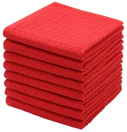 Washcloths Cotton Dish Cloths, 8 Pack,12”x12”,Red Dish Rags | Absorbent Wash Cloths For Bathroom&Kitchen, Soft Kitchen Washcloths Wash Rags, Double Deck Small Hand Towels For Kicthen - color: Red