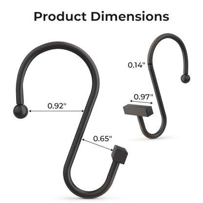 Bathway Shower Curtain Hooks, Shower Curtain Rings Rust Proof, 12PCS Shower Hooks for Shower Curtain, T-Bar Design Convenient Elegant Shower Curtain Hangers for Bathroom Kitchen Wardrobe, Bronze - color: Bronze