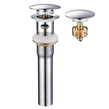 Pop up Sink Drain Stopper with Overflow Chrome for Bathroom Vessel Vanity Sink Art Basin, Big Cap Sink Drain with Overflow, Metal Pop-up Drain Strainer with Detachable Basket Stopper - color: Chrome, style: with overflow