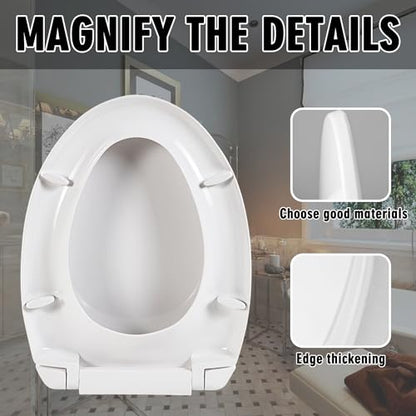 SS113/SS114 Toilet Seat Replacement Compatible with TOTO,Elongated Toilet Seat Soft Close,Traditional Toilet Seat Replacement,Toilet Lid Slow Close Quiet No Slam, Heavy Duty Elongated Toilet, White