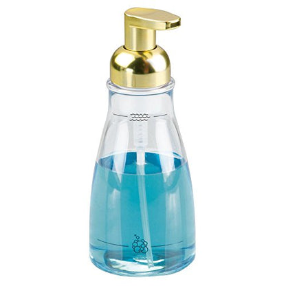 InterDesign Foaming Soap Dispenser Pump, for Kitchen or Bathroom Vanities - Clear/Gold Brass - color: Soft Brass, style: Pack of 1