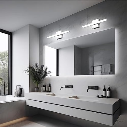 Modern Bathroom Vanity Lights Over Mirror, Chrome LED Wall Sconce | Small 16 Inch, Soft Shadow Free, Linear Lamp Bar, Restroom Lighting Fixture, Sleek, Luz para Baños de Pared, 3CCT Dimmable - color: 3CCT-Dimmable, size: 16inch