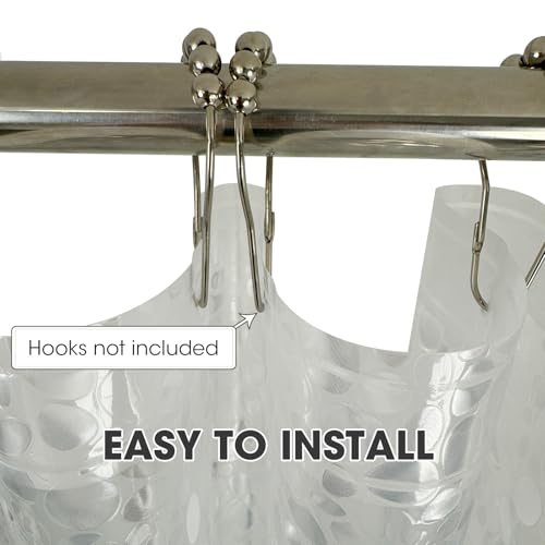 Clear Plastic Shower Curtain Liner, 3D Pebble, 70x72 in, 1 Pack | 100% waterproof, PEVA, modern 3D pattern, 12 rust-free pouch holes, fits standard tubs, for home, hotel, dorm - color: Pebble-clear