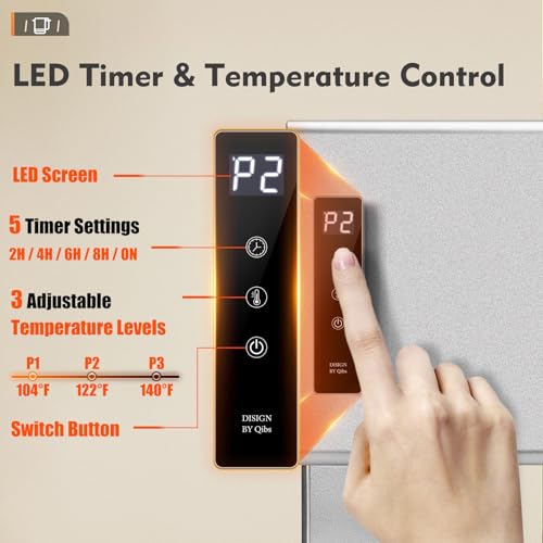 Wall Mounted Towel Warmer Rack with Adjustable Temperature (104-140°F) and Timer Control | Fast Heating Electric Towel Heater for Bathroom 18.11" x 13.11" Bluetooth & Wi-Fi App Control