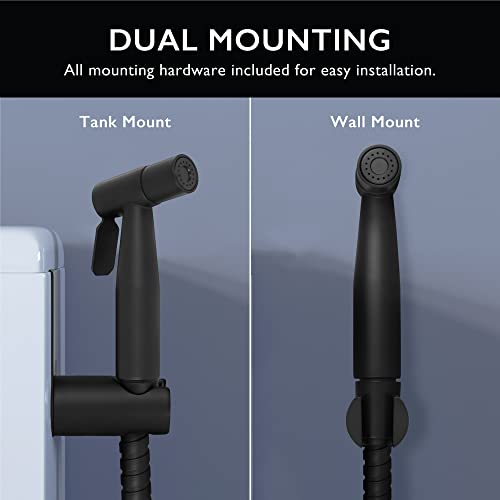 Handheld Single-Function Bidet Sprayer, Dual Mount, 48-Inch Stainless Steel Hose, Easy Install, Toilet Hygiene Solution – Design House, 583906 - color: Matte Black