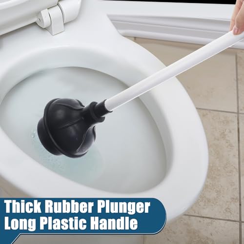 Hushee 8 Pcs Toilet Plungers Bulk Heavy Duty Commercial Plunger Double Thrust Rubber Force Cup with Handle for Bathroom Showers Kitchens Hotel 20.3" x 4.5"