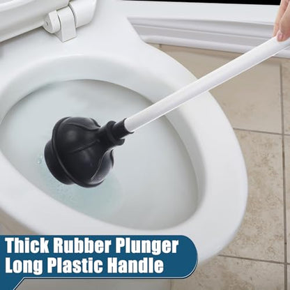 Hushee 8 Pcs Toilet Plungers Bulk Heavy Duty Commercial Plunger Double Thrust Rubber Force Cup with Handle for Bathroom Showers Kitchens Hotel 20.3" x 4.5"