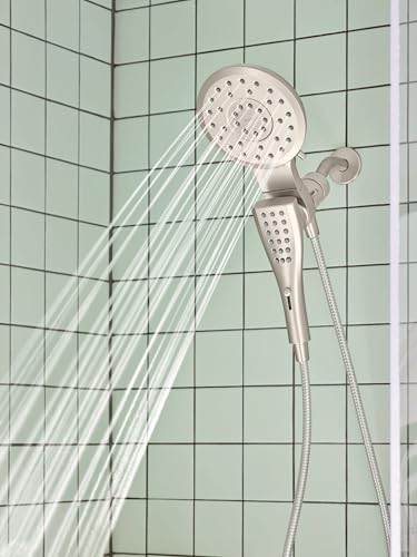 Moen 220C2EPSRN Verso Showerhead Combo, Magnetix, Brushed Nickel | Rain and handshower combo, Magnetix docking, Infiniti dial spray control, 60" hose, brushed nickel finish - color: Spot Resist Nickel