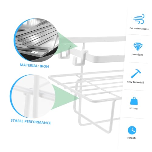 Cabilock Toilet Storage Rack Space-Saving Bathroom Organizer Multi-Functional Iron Shelf for Toiletries Easy Installation Above Toilet White Finish for Bathroom and Kitchen Use
