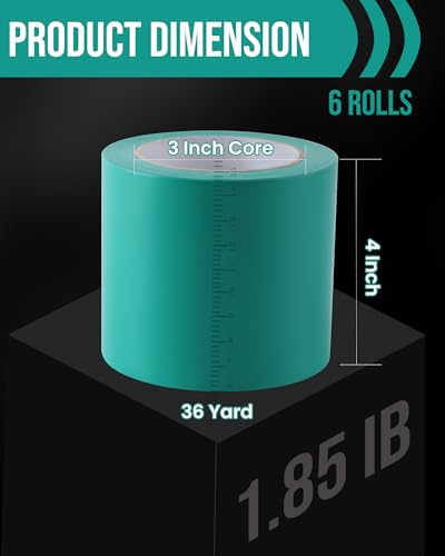 Lichamp 6 Rolls Vinyl Tape, Premium Safety Marking and Traffic Floor Marking Tape, Bundling, Social Distancing, 4 Inch x 36 Yards per Roll, 216 Total Yards, Green - color: Green