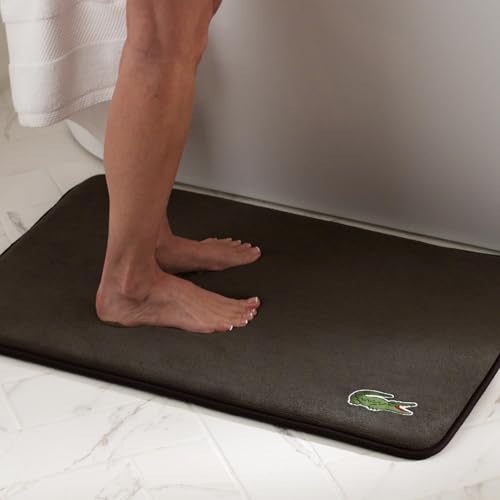 Lacoste Memory Foam Bath Rug – Ultra Soft Fleece Bathroom Mat with Embroidered Crocodile Logo, Super Absorbent, Non-Slip Backing, Machine Washable, Plush & Stylish 19"x30" – Cliff - color: Cliff, size: 1'7" x 2'6" (Rectangular)