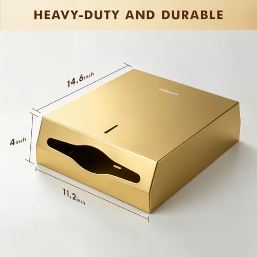 Gorlary Commercial Paper Towel Dispenser Wall Mount, Gold, Large Capacity | Durable Stainless Steel, C-Fold Multifold Trifold Paper Towel Holder, Touchless Hand Towel Dispenser for Bathroom, Office - color: Large-gold