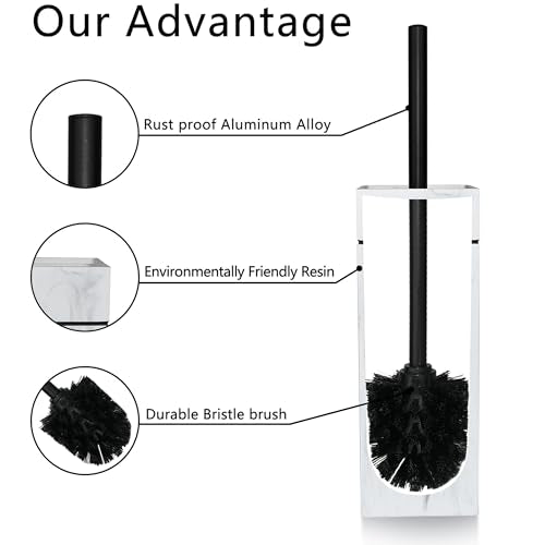 Black Line Design Resin Toilet Bowl Holder and Brush Set, Stylish Bathroom Cleaning Tool with Durable Bristles, Compact and Functional - style: Black Lined