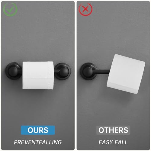 RUMOSE Pivoting Toilet Paper Holder and Hand Towel Ring, Matte Black | Wall Mount, Bathroom Hardware Accessories 2 PCS Set, Toilet Tissue Roll Holder & Towel Hanger, Rustproof, Stainless Steel - color: Matte Black
