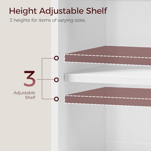 MAHANCRIS Bathroom Wall Cabinet, Farmhouse Medicine Cabinets with Sliding Door, Wall Mounted Storage Cabinet with Adjustable Shelf and Towel Bar, for Bathroom, Living Room, Kitchen, White - color: White