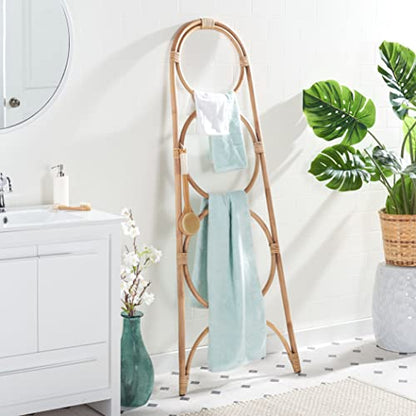 SAFAVIEH Home Collection Kino Honey Brown Wash Solid Wood 3-Tier Leaning Towel Hanger (Fully Assembled) - color: Honey Brown Wash