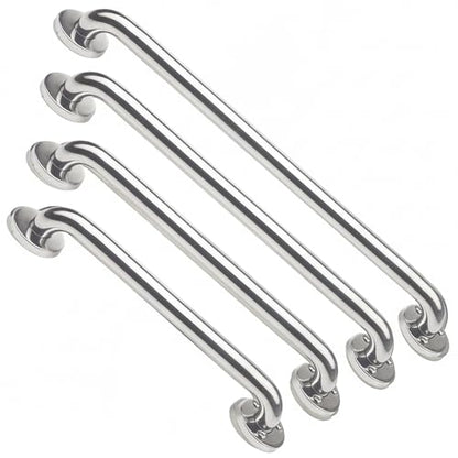 Shower Grab Bars 4 Pack – Complete Bathroom Safety Starter Bundle for Seniors – 16", 18", 24", 32" Lengths, 1.25" Diameter, 500 lb Rated – All-in-One Grab Bar Shower Safety Solution – Polished Chrome - color: Polished