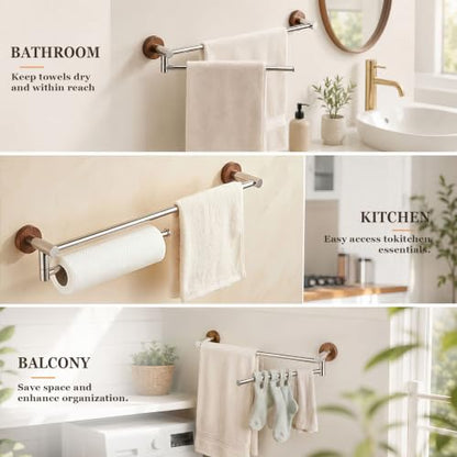 Bathroom Towel Bars, 23-Inch Rustproof SUS304 Stainless Steel Towel Racks, 2-Arm 180° Rotating Wall-Mount Drying Bar for Bathroom & Kitchen, Space-Saving(1 BAR,50cm/19.7in) - color: 1 Bar, size: 50cm/19.7in
