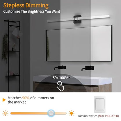 Modern Black Vanity Light Bar 40 Inch, 30W 5CCT Dimmable Bathroom Light Fixtures LED Wall Lighting Fixture - color: Black, size: 40 inch