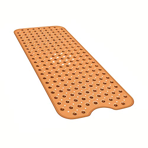 YINENN Bath and Shower Safety Mats 40x16 inch, Non Slip with Suction Cups for Bathroom Stall and Tub Floor, Extra Large and Machine Washable, Drain Holes Keep Bathtub Clean, Brown - color: Brown