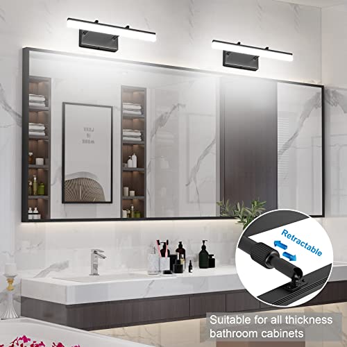 Aipsun 15.7 inch LED Vanity Lights Adjustable Bathroom Wall Light Fixtures Bathroom Lighting Fixture Over Mirror Black Modern Vanity Lighting 5500K - color: Black, size: 15.7 in