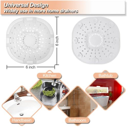 Hair Drain Catcher,Square Drain Cover for Shower Strong Adhesion Silicone Hair Stopper with Suction Cup,Easy to Install Suit for Bathroom,Bathtub,Kitchen 2 Pack (Cream White) | Drainer Cover Silicone Hair Stopper with Suction Cups,Protector Accessories,Ea