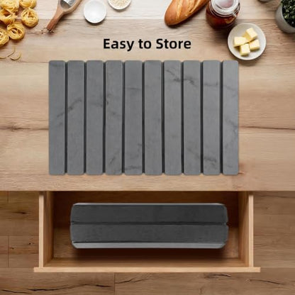 Large Stone Dish Drying Mat for Kitchen Counter, 24"×16" Foldable Quick Drying Mat, Absorbent Diatomaceous Earth Drying Mat for Bottles Cups Dishes, Match Any Countertop (Dark Gray Marble, 24" x 16") - color: Dark Gray Marble