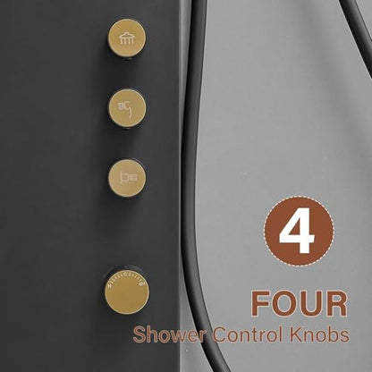 3 in 1 Shower Panel Tower System with Rainfall Shower Head, Handheld Shower Wand and Body Spray Stainless Steel Shower Tower Multi-Function Shower Panels for Bathroom, Black - color: Black, style: 3 IN 1 Shower Panel