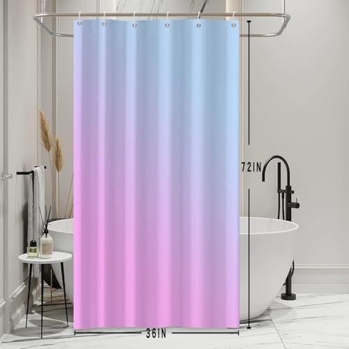 Ombre Blue Purple Stall RV Shower Curtain with Hooks 36x72inches | Machine Washable Waterproof, Modern Solid Boho Gradient, Bathroom Dorm Hotel Room Divider, Easy to Install, Window Curtain - color: Blue Purple, size: 36"W x 72"L (Pack of 1)