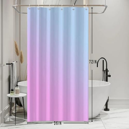Ombre Blue Purple Stall RV Shower Curtain with Hooks 36x72inches | Machine Washable Waterproof, Modern Solid Boho Gradient, Bathroom Dorm Hotel Room Divider, Easy to Install, Window Curtain - color: Blue Purple, size: 36"W x 72"L (Pack of 1)