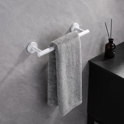 GERZWY 12-Inch Bathroom Towel Bar SUS 304 Stainless Steel Bath Towel Bar Modern Round Style Wall Mount, White - color: White, size: 12 Inch (Pack of 1)