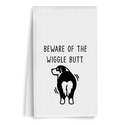 Australian Shepherd Waffle Kitchen Towel Australian Shepherd Gifts | Quick Dry Microfiber Sustainable Dish Towels for Kitchen Home, Funny Australian Shepherd Reusable Hand Towels, Tea Towel - color: Dog Wiggle