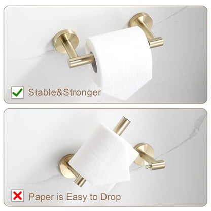 BGL Toilet Paper Holder Brushed Gold Wall Mount, Bathroom Toilet Paper Holder Brushed Nickel SUS 304 Stainless Steel, Double Post Pivoting Toilet Paper Roll Holder for Bathroom RV - color: Brushed Gold