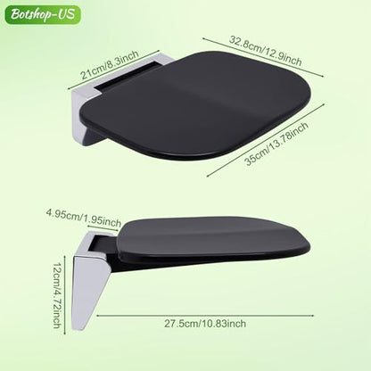 Folding Shower Seat Wall Mounted Show Seat for Adults Foldable Shower Bench Shower Seat Stool for Inside Shower Fold Up Bathroom Stool Floating Shower Seat Chair, 440lbs Capacity