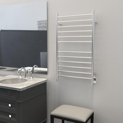 Amba RWHL-SB Radiant Large Hardwired + Plug-in Combo Straight 12 Bar Towel Warmer in Brushed - color: Brushed
