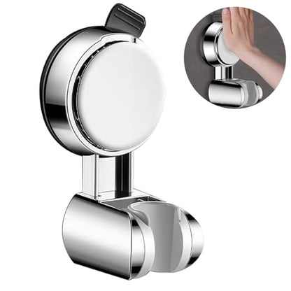 Resdenio Shower Head Holder - Strong Suction Cup No Drilling Showerhead Bracket Waterproof Handheld Shower Holder, Adjustable Wand Holder for RV, Kids, Bathroom (Silver) - color: Silver