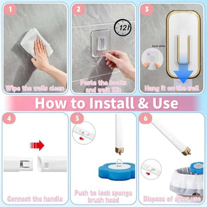 Disposable Toilet Brush with 36 Refills,Toilet Bowl Cleaner,Toilet Cleaning Supplies,Wall Mounted Toilet Wand Brush Kit with Holder for Bathroom Cleaning & Hygiene Bathtub Maintenance