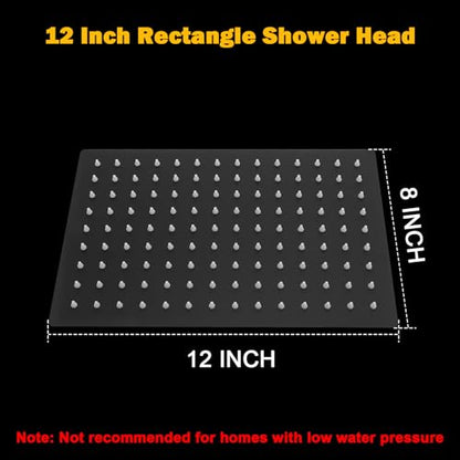 NearMoon Rain Shower Head, High Flow Stainless Steel Rainfall Shower, High Pressure Design, Awesome Shower Experience Even At Low Water Flow (12 Inch Rectangle, Matte Black) - color: Matte Black, size: 12*8 Inch