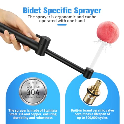 Matte Black Handheld Warm Water Bidet Sprayer Mounted on the Wall, Hot and Cold Bidet Sprayer Kit with Mixing Valve for Toilet - color: Matte Black