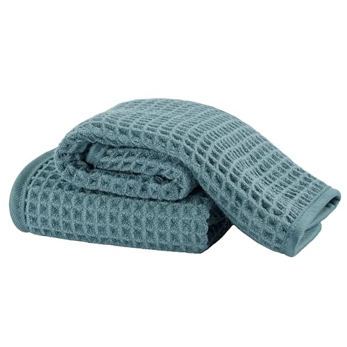 Microfiber Waffle Face Towels, 2 Pieces, Soft, Absorbent, Fast Drying, Lint Free 430 GSM (Green) - color: Green