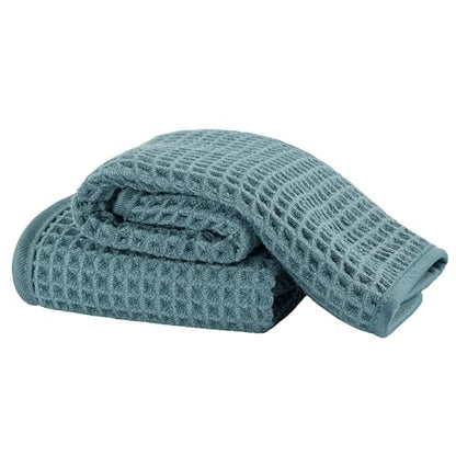 Microfiber Waffle Face Towels, 2 Pieces, Soft, Absorbent, Fast Drying, Lint Free 430 GSM (Green) - color: Green